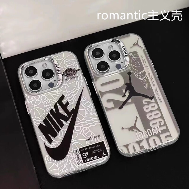 Suitable for Apple 17Promax Mobile Phone Case New Iphone16 Trendy Brand Hook Nike Niche Trendy 15 Color Silver