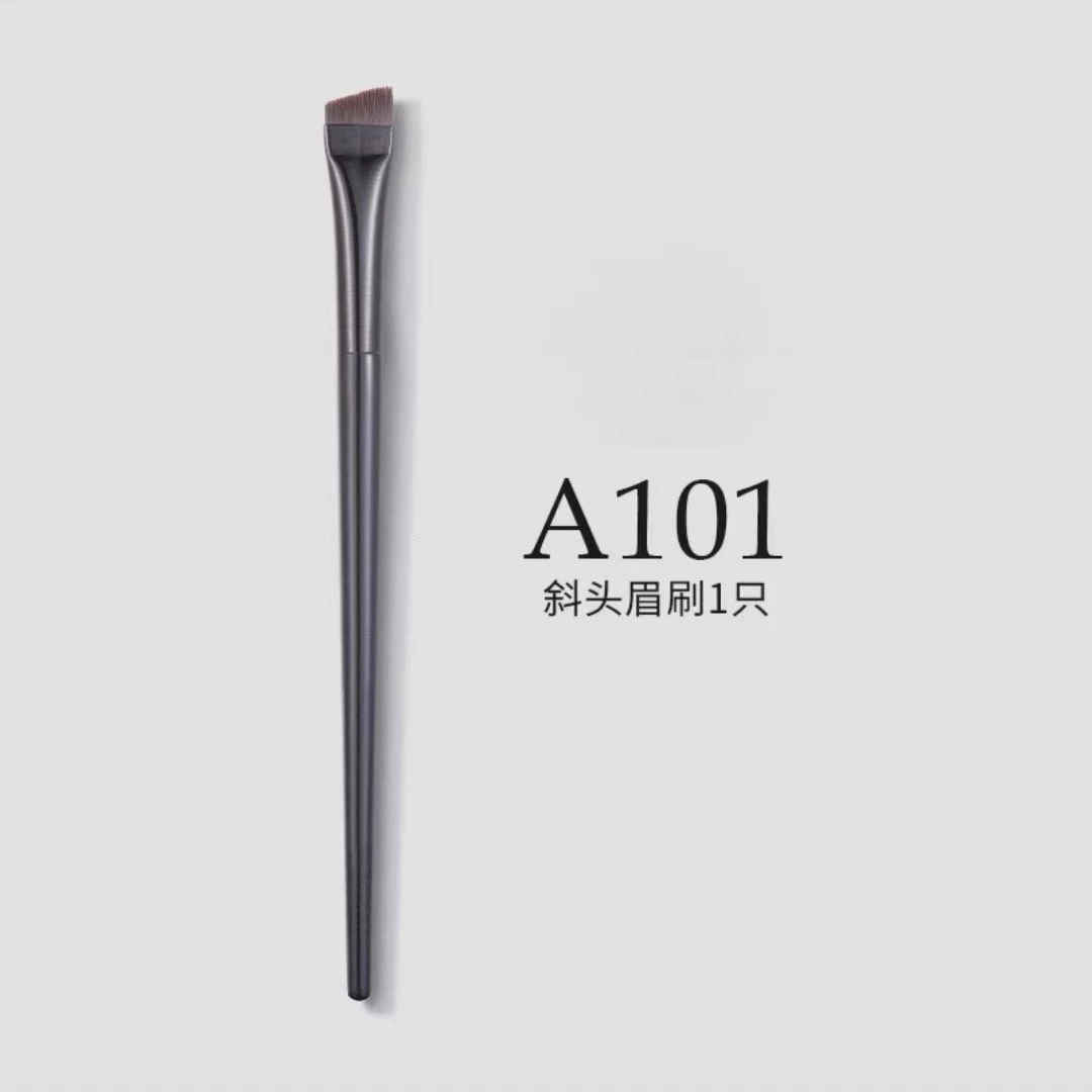 Makeup Brush Set — angled & flat eyebrow and eyeliner brushes, double-ended tools