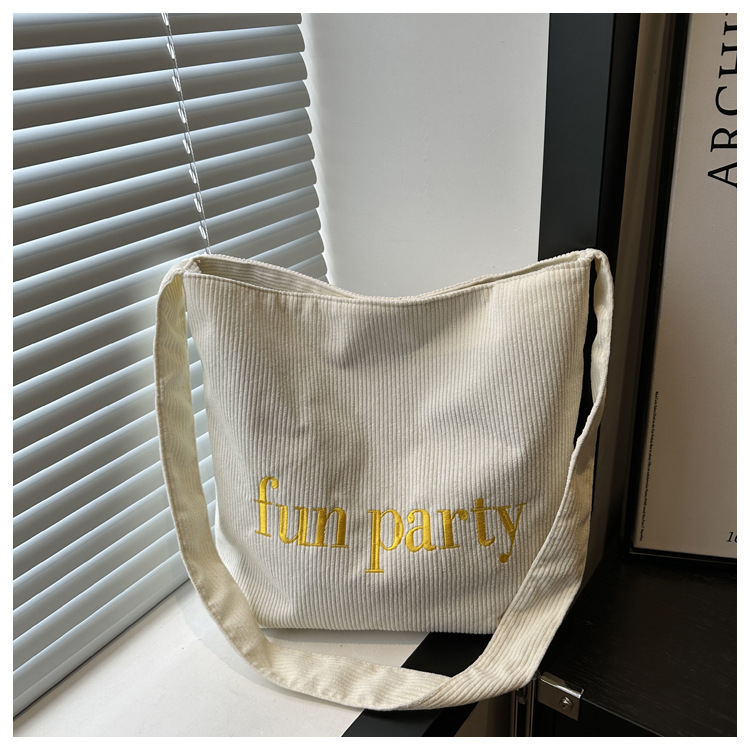 Simple hand-held corduroy large-capacity daily casual work single-shoulder bag, niche tote bag, fashionable canvas bag undefined