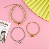 Производители оптовых домашних животных модный ошейник кошка собака золотая цепочка универсальный ошейник цветок регулируемый кошачий декоративный ошейник