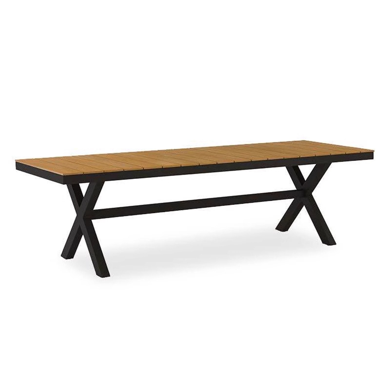 Mesa y silla de patio al aire libre, madera plástica, casa nórdica, patio al aire libre, jardín al aire libre, balcón, combinación de terraza de ocio