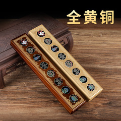 5ZV7批發黃銅薰香檀線香家用藏式八吉祥香盒禪意中式復古臥香爐室