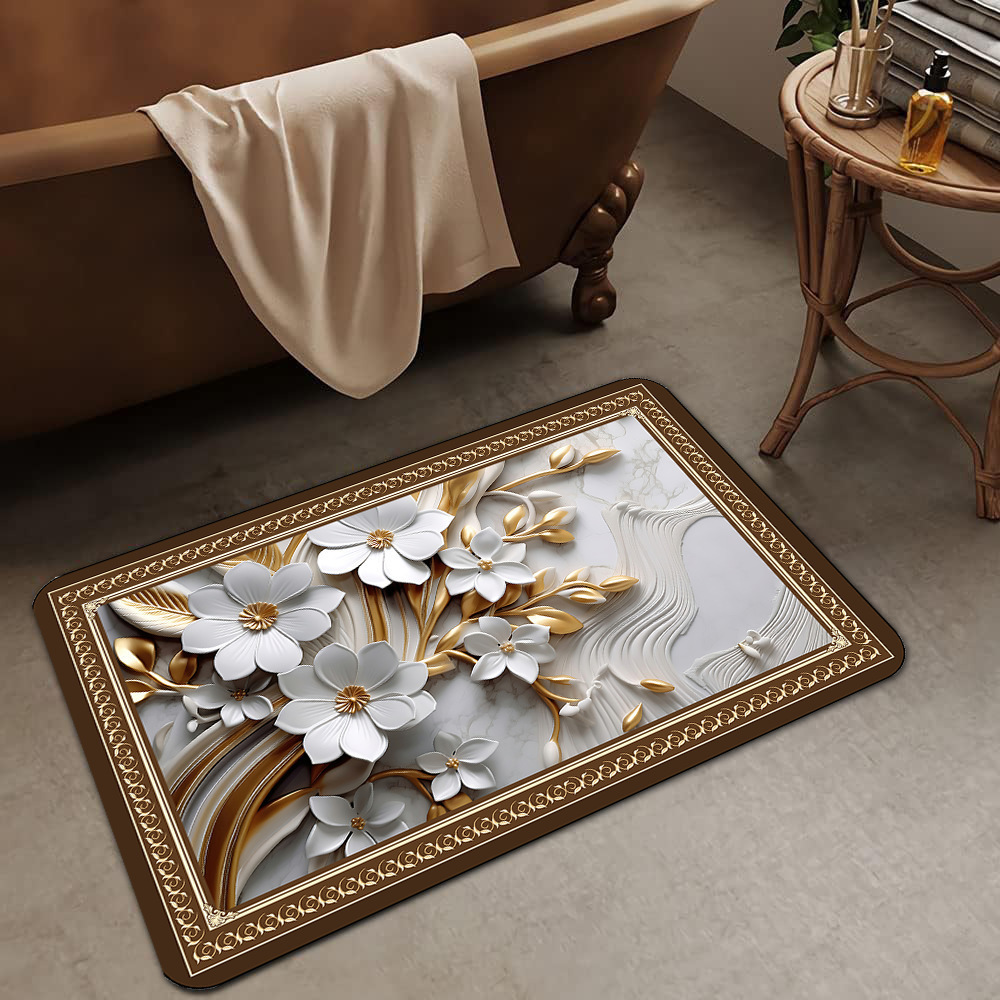 Alfombrilla de barro de diatomeas de flores tridimensionales de lujo ligero transfronterizo, alfombrilla de baño, alfombrilla de pie absorbente y antideslizante para el hogar, alfombrilla de entrada