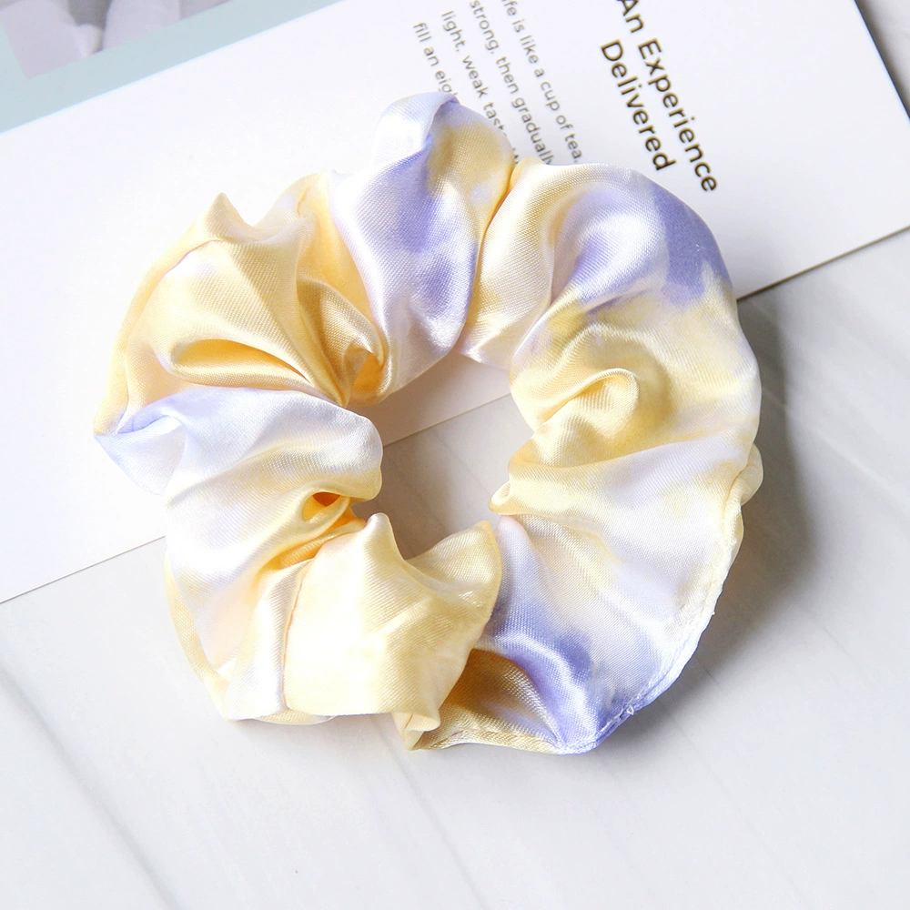 Satin Tie-Dye Hair Scrunchie, Elastic Hair Circle 11 cm, 6-Color Summer Accessory
