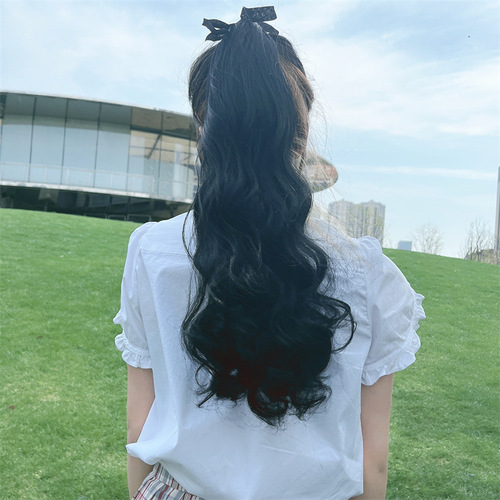 Wholesale factory-direct European and American-style double ponytail wigs—long, curly, breathable micro-ring clip-in extensions with braided designs