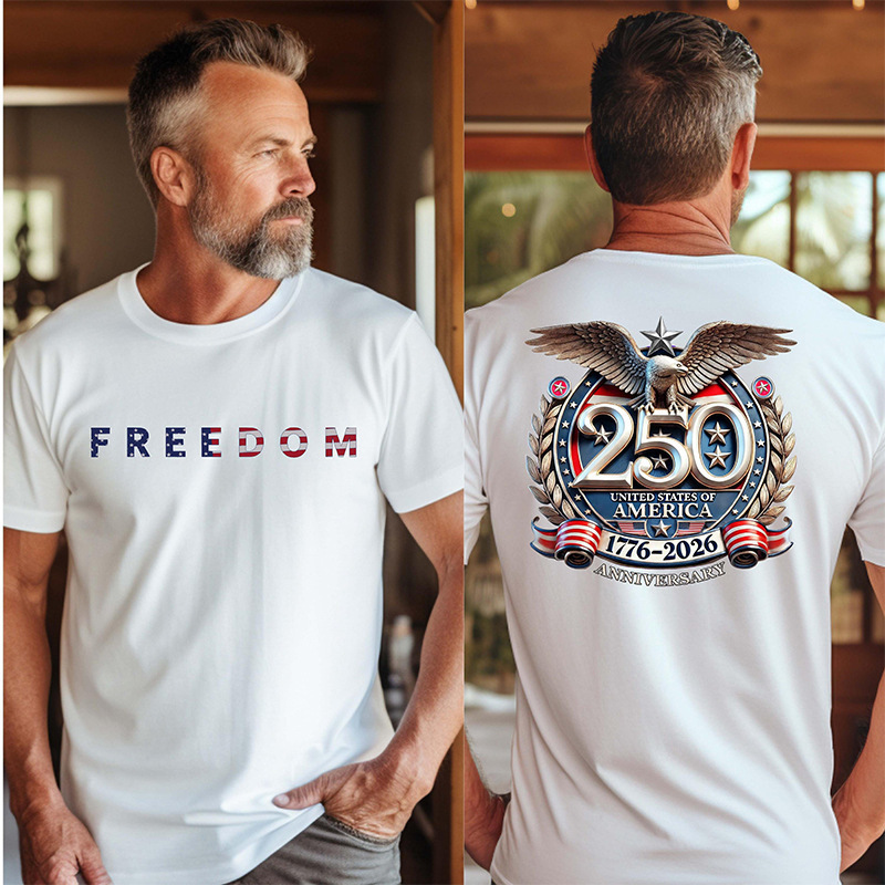 Amazon Bestseller Usa250 Anniversary Edition Freedom Eagle Print Short Sleeve T-Shirt 60302