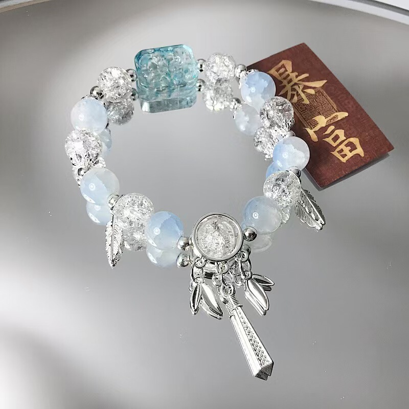 水蜜桃蝴蝶结手链女ins甜美超显白桃粉蝴蝶串珠手串学生闺蜜礼物|undefined