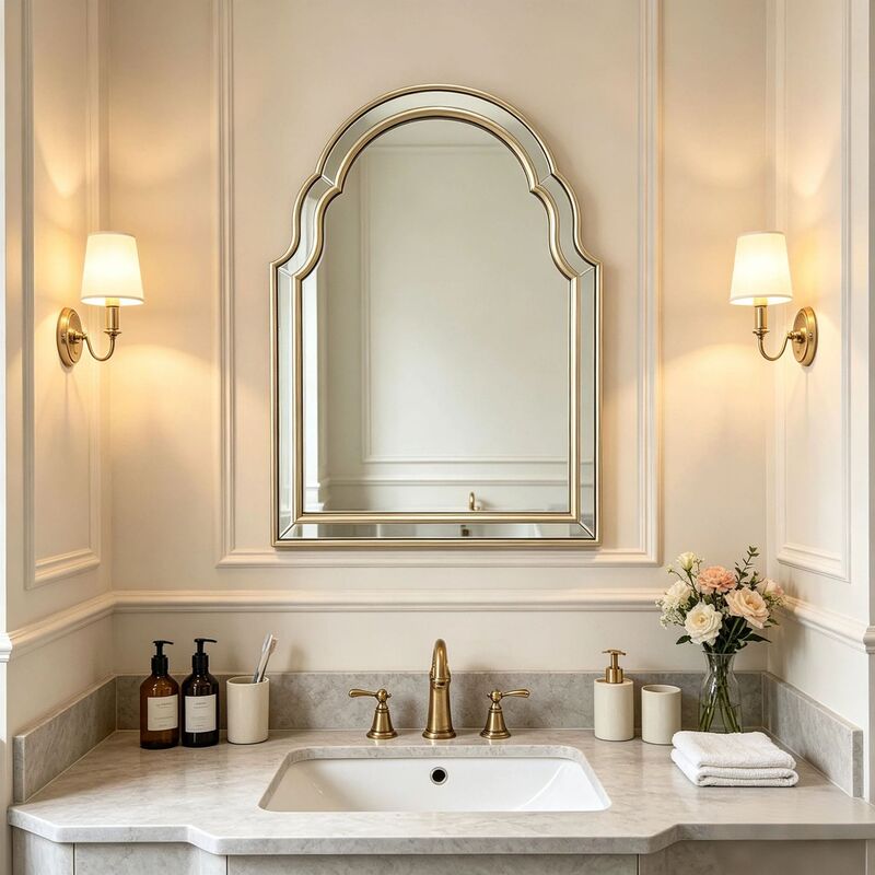 Nordic-style, light luxury, arched, fashionable, original design vanity mirror, bathroom mirror, uniquely shaped wall-mounted bathroom mirror Nordic-style, light luxury, arched, fashionable, original design vanity mirror, bathroom mirror, uniquely shaped wall-mounted bathroom mirror
