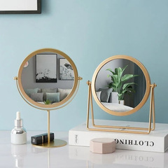 Home Use Rotating Vanity Mirror Desk Top Beauty Mirror Iron Student Dorm Round Makeup Mirror Wholesale