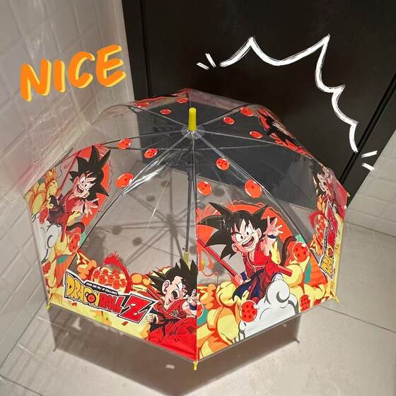 Cartoon Transparent Umbrella Folding Dragon Ball Umbrella Full Automatic Umbrella Cute Creative Three-fold Student Small Fresh Strong Thickened