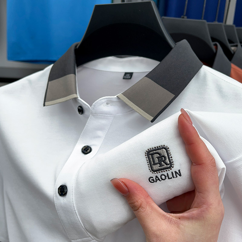 Camiseta de manga corta de algodón mercerizado verano de los hombres nuevos hombres de negocios Delgado Polo camisa papá camiseta Top batch