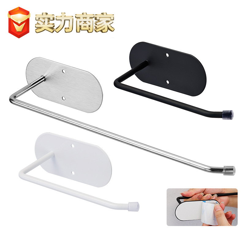 Kitchen Paper Towel Holder, Punch-Free Rag Holder, Paper Roll Rod, Plastic Wrap Wall Hanging Rack, Storage Shelf, Wall Storage Rack