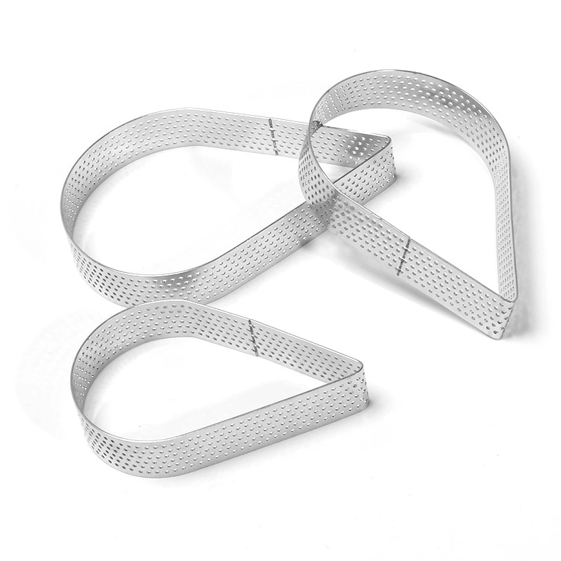 Спот из нержавеющей стали 430 французская перфорированная башня кольцо с сырным пирогом с отверстием в форме каплевидной формы для выпечки торта