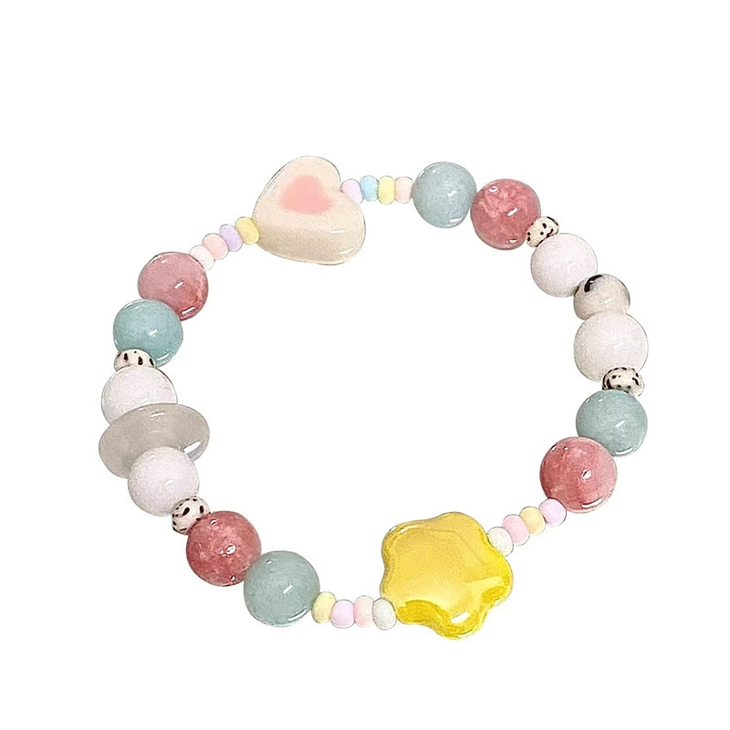 Beaded children's bracelet, adjustable cord, assorted charm styles, 10 cm