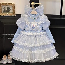 冰雪奇缘爱莎公主裙女童2026秋冬季韩版儿童毛衣礼服蛋糕网纱裙