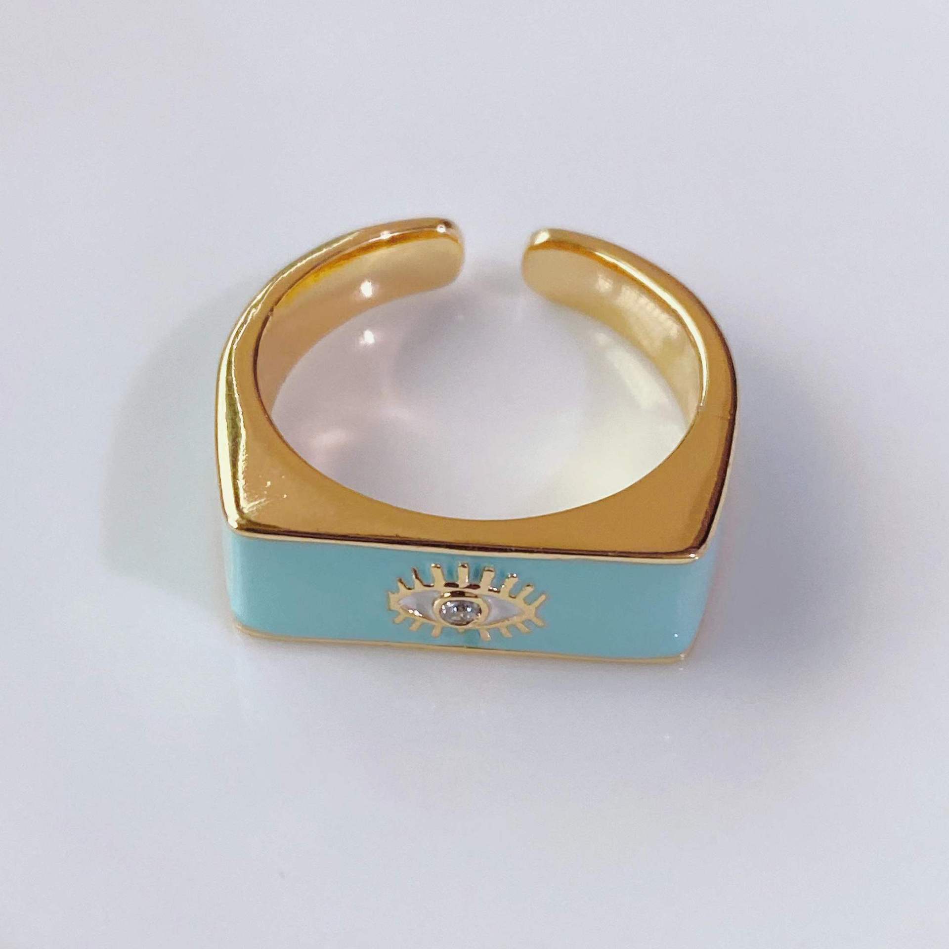fashion trend ring 18k gold-plated oil drop simple eye opening adjustable female ring