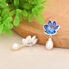 Fashionable ethnic fresh earrings from pearl, ethnic style, silver 925 sample