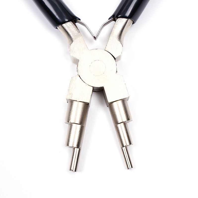 Seis-sección joyería alicates de punta redonda tamaño espesor bobina 6-sección redonda de metralla de alambre de acero de diseño de la bobina de flexión alicates de punta