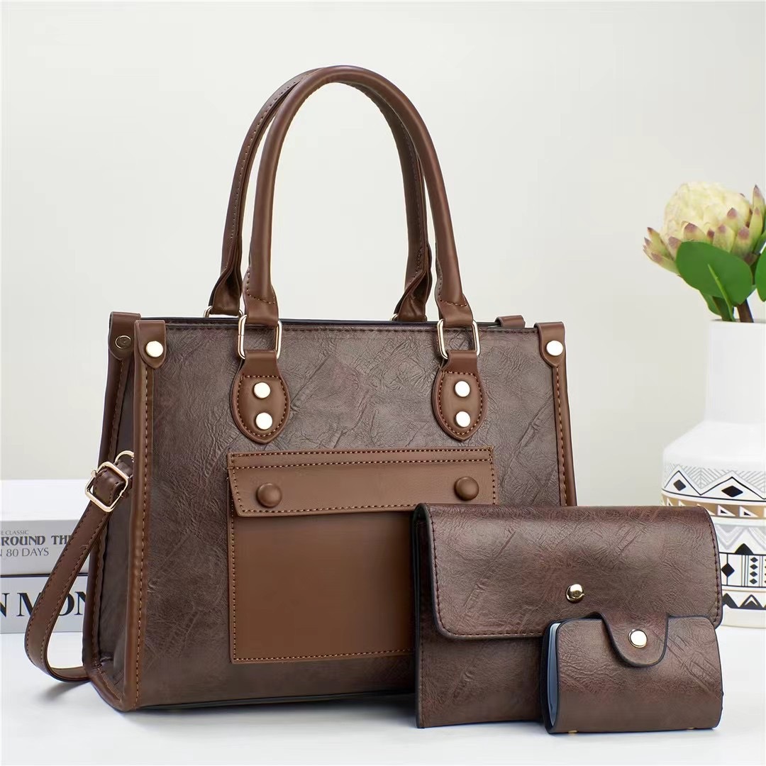 Frau Mittel Pu-Leder Farbblock Klassischer Stil Quadrat Reißverschluss Handtasche display picture 1