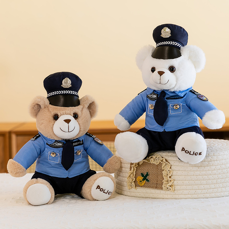 Policía de tráfico oso red hierro jinete muñeca de fuego oso oso coche policía oso regalo Teddy oso muñeca de peluche
