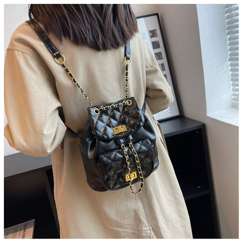 韩版轻奢小香风菱格链条包包女秋季新款时尚双肩包百搭单肩包