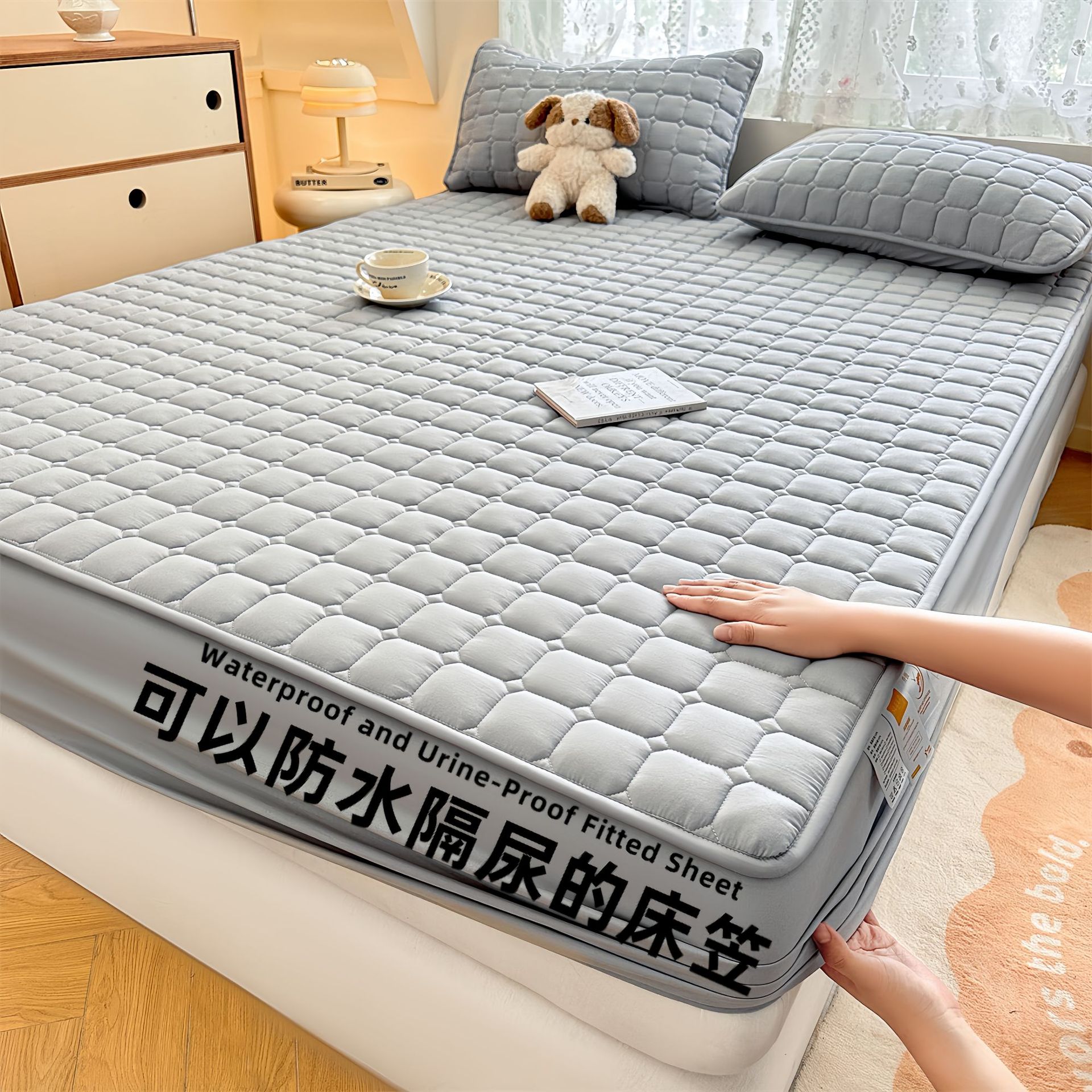 Todo incluido Cama de diafragma impermeable clase A Casa de algodón puro grado madre y bebé dormir desnudo máscara de cama de algodón antibacteriano cubierta de colchón una sola pieza