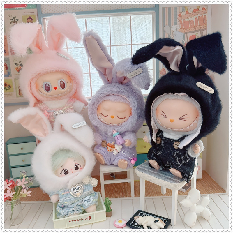 Labubu Doll Clothes Labubu First, Second, and Third Generation Universal 10-15cm Cotton Doll Wearable Plush Rabbit Hat Labubu Doll Clothes Labubu First, Second, and Third Generation Universal 10-15cm Cotton Doll Wearable Plush Rabbit Hat