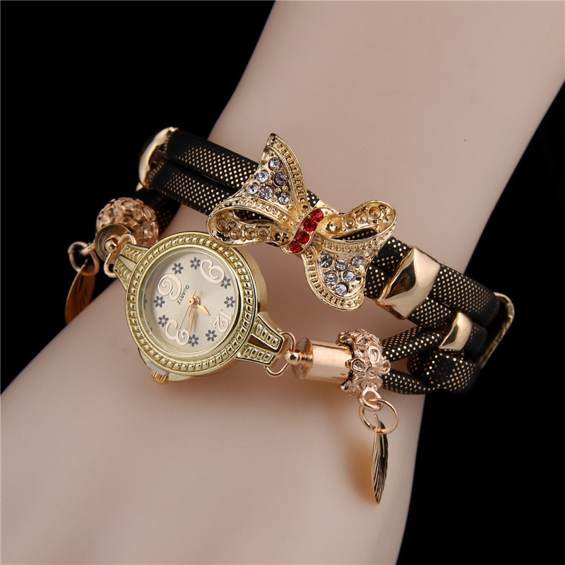 Elegant Sweet Leaf Bow Knot Women's Watch display picture 9