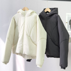 冬季女装户外保暖防峰立领夹棉短款面包服连帽休闲百搭棉衣棉服潮