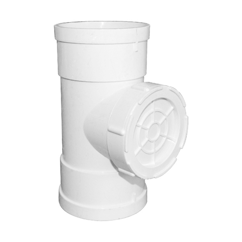 Agujero de inspección engrosado con accesorios tee agujero PVC tubería de tres vías puerto de inspección de tubería vertical de drenaje de PVC downcomer tee