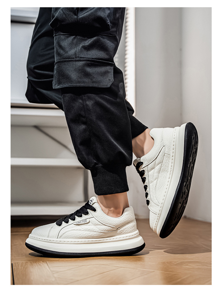 European Men's 2025 Autumn New Brand High-end Sports Casual White Sneakers Height-increasing Versatile Trendy Shoes_vogvips.com