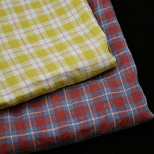 100%纯亚麻色织格 春夏热点面料 女装连衣裙 衬衫裤装布料