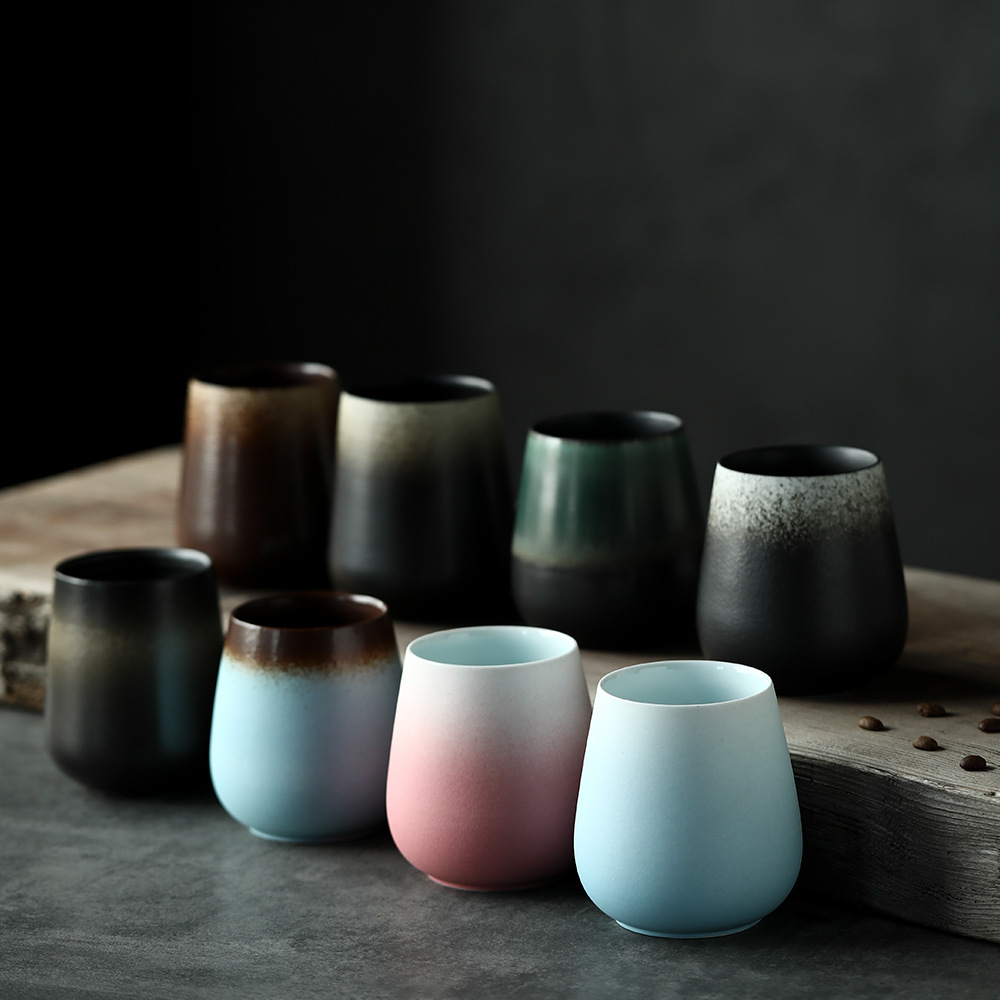 景德镇晴天手工陶瓷杯磨砂渐变手握杯日式复古文艺简约zakka风格