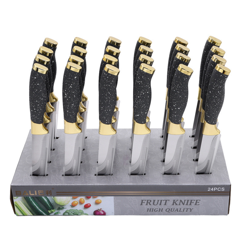 Venta caliente al por mayor juego de cocina cuchillo de caja de exhibición de acero inoxidable cuchillo de cocina con tapa de galvanoplastia doble juego de cuchillo de chef caja de regalo