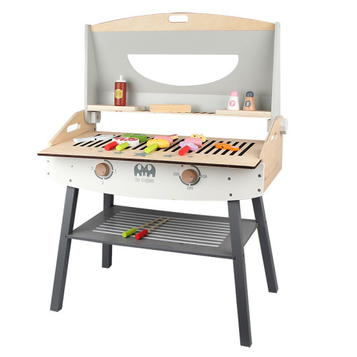 Play house children's kitchen wooden toy barbecue grill boys and girls simulation barbecue group role play kitchen toys