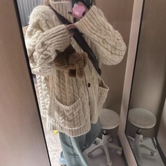 慵懒风松弛感高领粗毛线毛衣外套女秋冬中长款宽松加厚针织大开衫