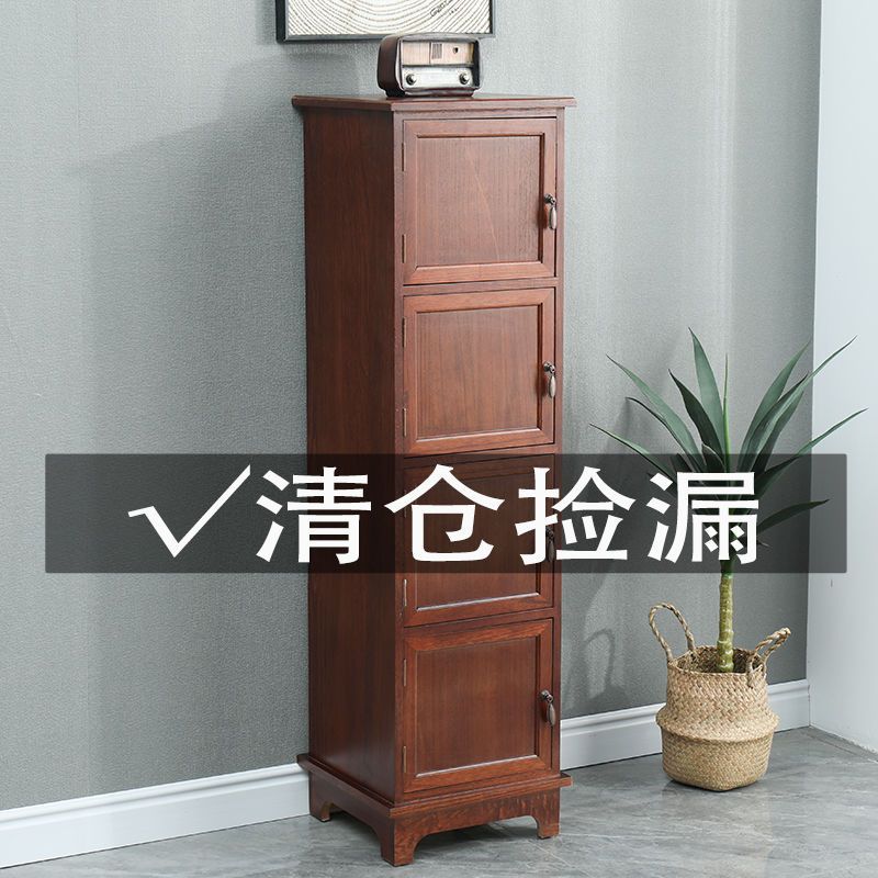 Solid Wood Cabinet with Door Large Capacity Storage Cabinet Household Multi-functional Storage Cabinet Simple Bookshelf Balcony Full Set Shipping