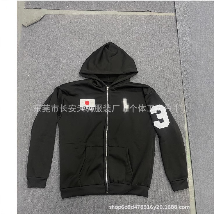 时尚潮流夏季新款水洗刺绣连帽卫衣宽松休闲日系嘻哈高街衬衫中性