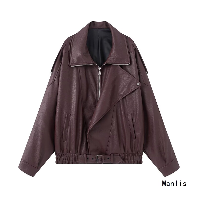 Ins Cross-Border European and American Style 2025 New Fashion Elegant Women's Clothing Wholesale Designer Loose Leather Jacket Jacket