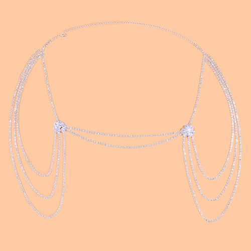 Amazon best-selling floral-style water diamond shoulder chain, bride ethnic multi-layer shoulder ornament, cross-border accessory body chain