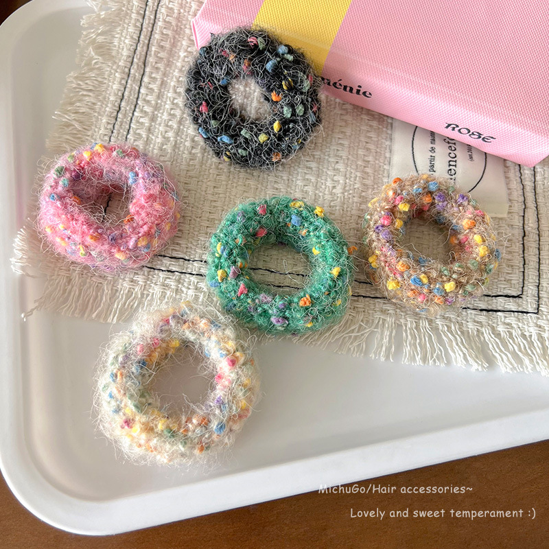 Lana de alta elástica femenina Intestino grande banda de pelo femenino corbata cabeza alta Cola de Caballo bola cabeza cuerda de pelo no duele el pelo banda de goma temperamento cuerda de pelo