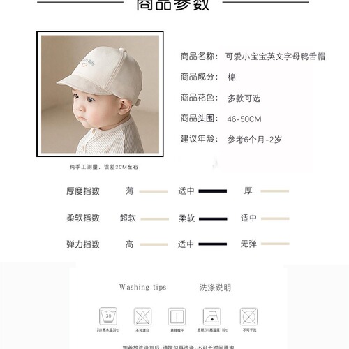Foreign Trade Baby Hat, Boys Duck Bill Hat with Smiling Letters, Children's Baseball Cap, Korean Style Girls' Sun Hat