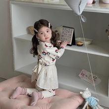 小码一件代发儿童加绒套头秋冬长袖无痕韩版牛奶丝樱花绒套装厂家