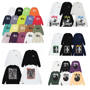 Cross-border tide STU crew neck long sleeve heavy high version of men's and women's couples backing lining a generation of hair