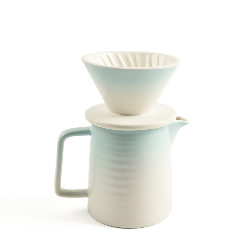 Cafetera V60 estilo americano, de cerámica negra, para compartir, con filtro y taza, juego para 2 personas, para exportación. image 12