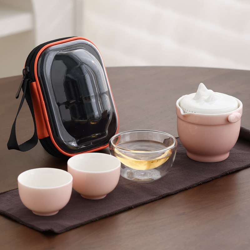 Juego de Té Portátil para Viajes de Vidrio para Camping y Exteriores