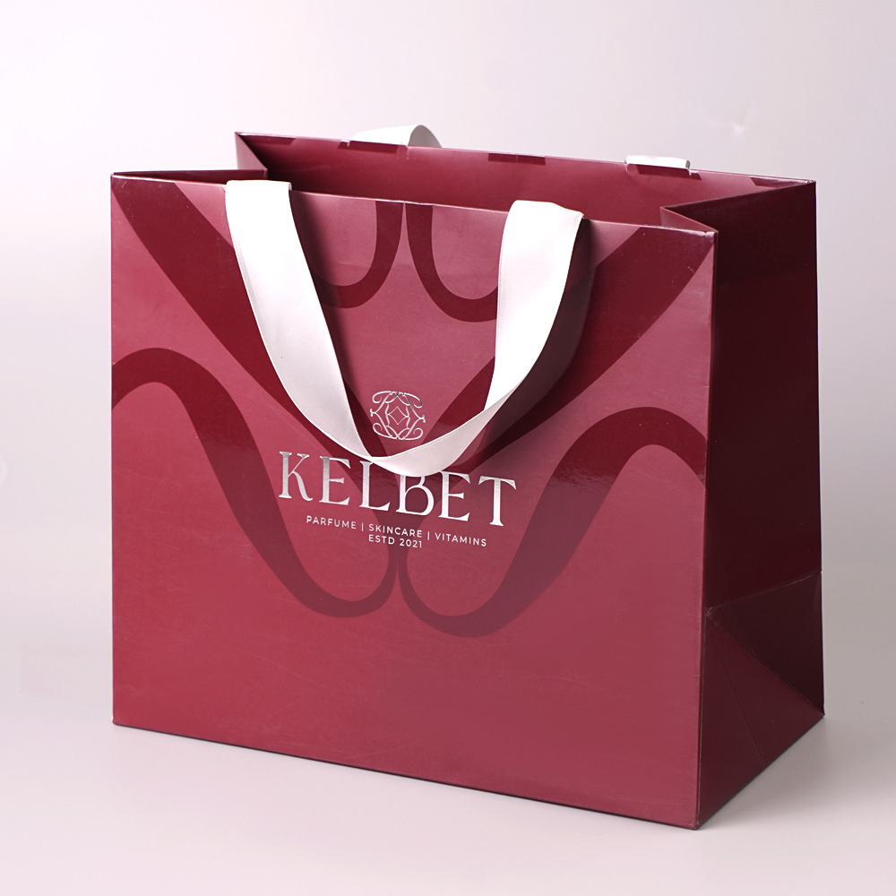 Bolsa de vino blanco regalo pulsante bolsas de papel cuadradas personalizadas estampado caja de regalo bolsa de compras kraft