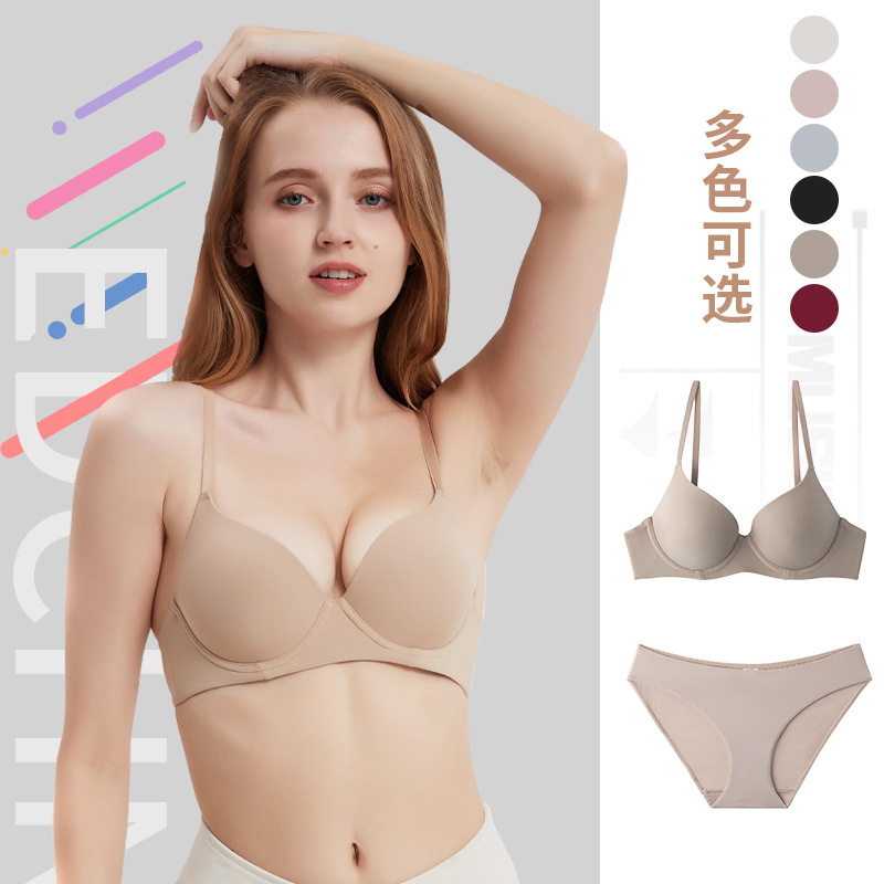 Cross-border Underwear suit plus size Traceless Bra Women's Gather Big Chest Small Anti-sagging Breathable Women's Bra