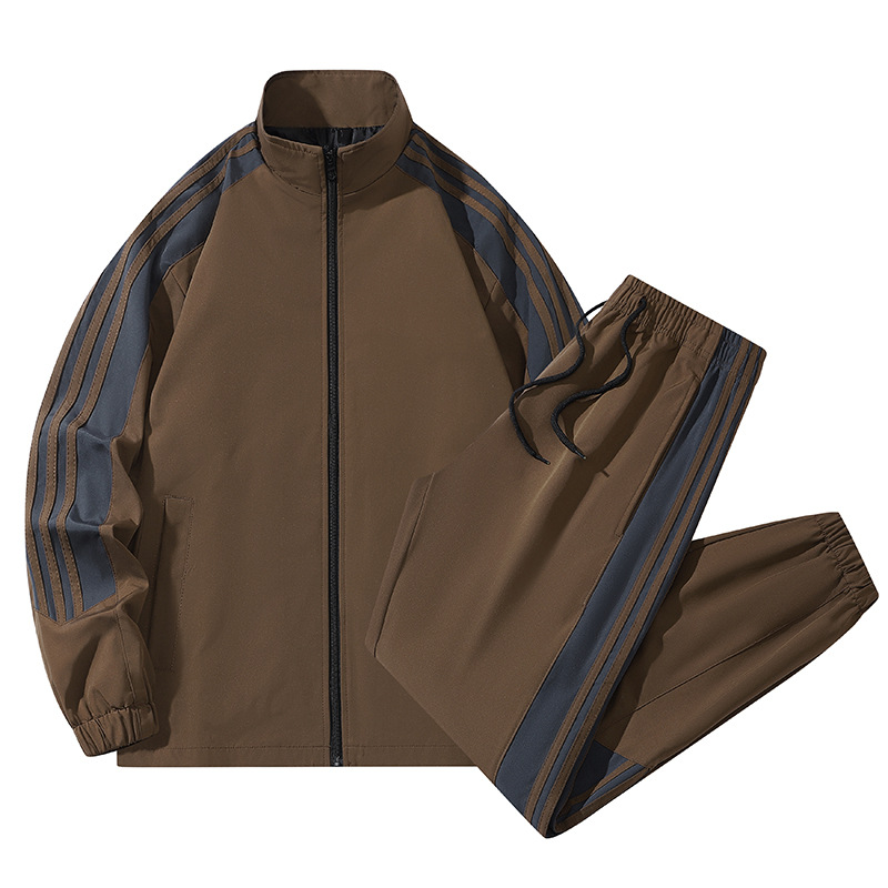 Primavera y otoño transfronterizos tres barras set de ropa deportiva para hombres chaqueta casual moda moda universal suelta personalizada dos piezas set