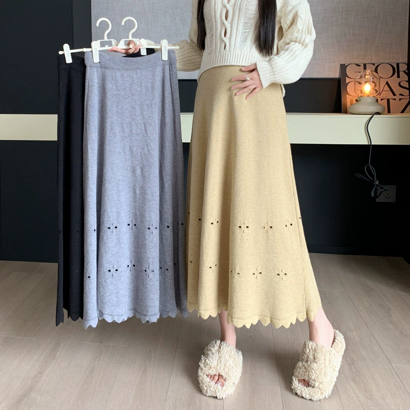 Осенняя и зимняя беременная мода трикотажная юбка-юбка с дикими иностранцами